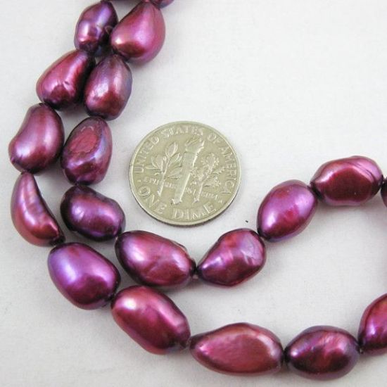 Wholesale Hot Pink Freshwater Pearls Nuggets, 10-11mm - June Birthstone (Sold Per Strand)