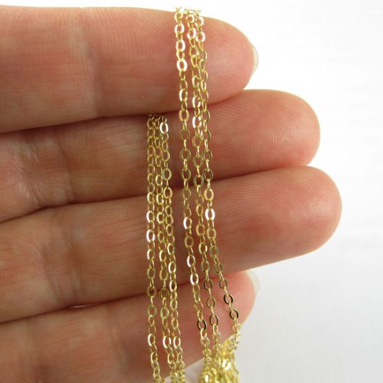 Wholesale Chain, Gold plated Sterling Silver Vermeil Thick Flat Cable Oval Chain 1.8 by 1.2mm Bulk Chain by the foot