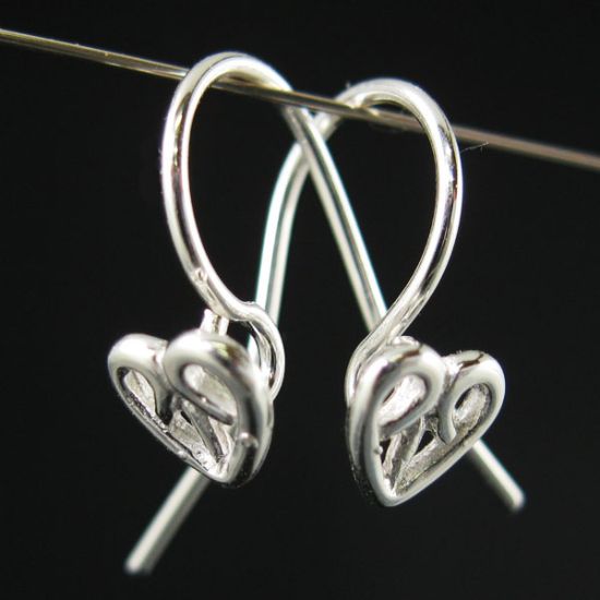 Wholesale Sterling Silver Fancy Heart Earwires for Jewelry Making, Wholesale Earwire and Findings
