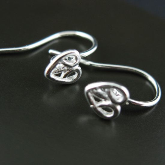 Wholesale Sterling Silver Fancy Heart Earwires for Jewelry Making, Wholesale Earwire and Findings