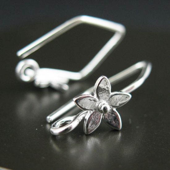 Wholesale Sterling Silver Fancy Flower Earwire Hooks  for Jewelry Making, Wholesale Earwire and Findings