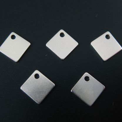 Wholesale Sterling Silver Tiny Diamond Shape Charm Tag for Jewelry Making, Wholesale Earwire and Findings