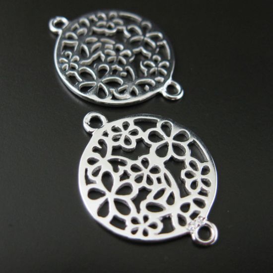 Wholesale Sterling Silver Fancy Flower Filigree Charm, Charms and Pendants for Jewelry Making, Wholesale Findings