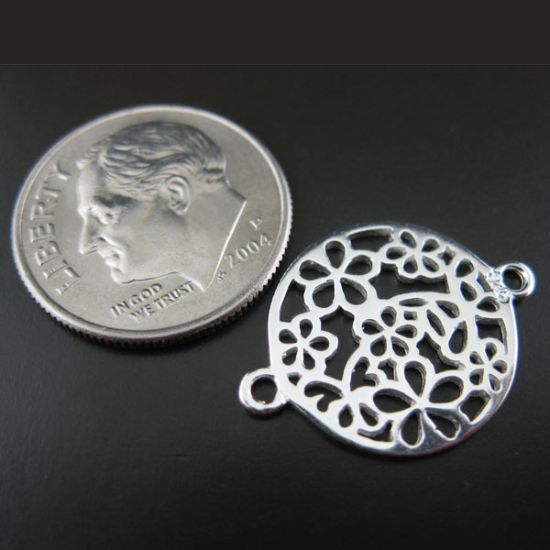 Wholesale Sterling Silver Fancy Flower Filigree Charm, Charms and Pendants for Jewelry Making, Wholesale Findings