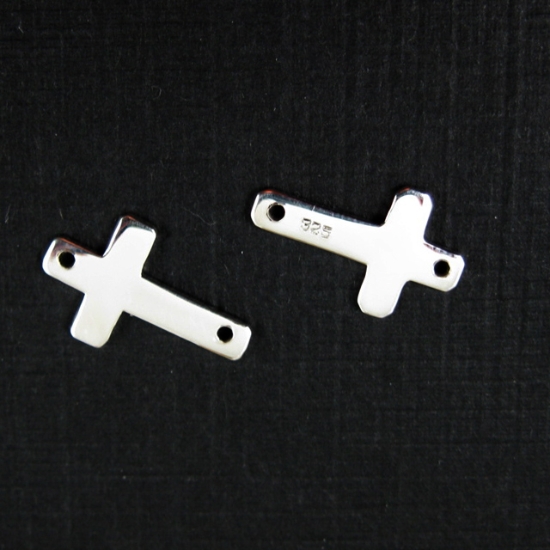 Wholesale Sterling Silver Small Cross Charm Connector, Charms and Pendants for Jewelry Making, Wholesale Findings