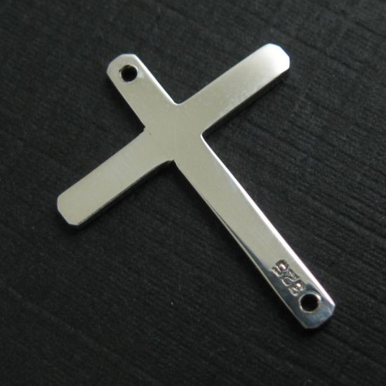 Wholesale Sterling Silver Large Cross Charm Connector, Charms and Pendants for Jewelry Making, Wholesale Findings