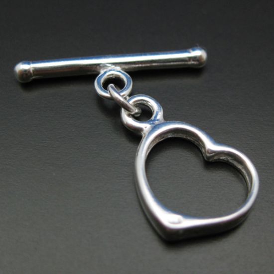 Wholesale Sterling Silver Heart Shape Toggle - 11mm (1 set)