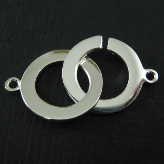 Wholesale Sterling Silver Fancy Double Ring Toggle - 15mm (1 set)