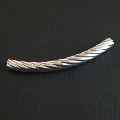 Wholesale Sterling Silver Curved Textured Tube Bar Spacer 50mm for Jewelry Making, Wholesale Beads and Findings