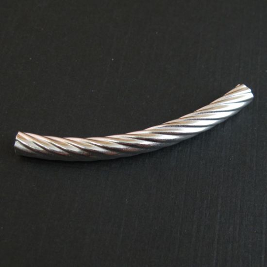 Wholesale Sterling Silver Curved Textured Tube Bar Spacer 50mm for Jewelry Making, Wholesale Beads and Findings