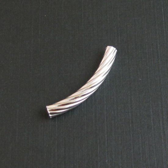 Wholesale Sterling Silver Large Curved Textured Tube Bar Spacer for Jewelry Making, Wholesale Beads and Findings