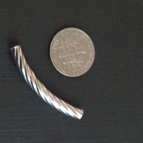 Wholesale Sterling Silver Large Curved Textured Tube Bar Spacer for Jewelry Making, Wholesale Beads and Findings