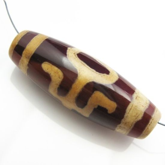 Wholesale Carnelian dZi bead - Olive Shape with Monseigneur Totem (1pc)