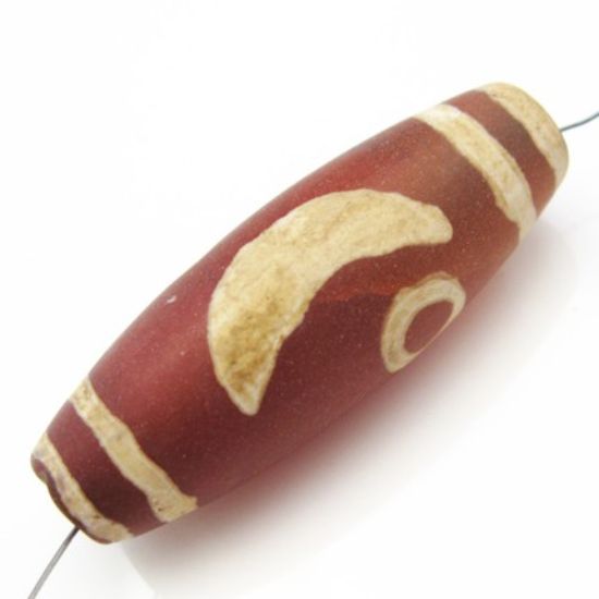 Wholesale Carnelian dZi bead-Olive Shape with Sun and Moon Totem