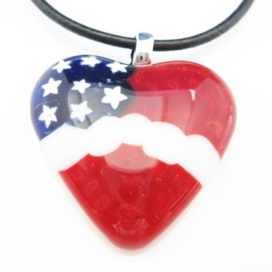 Wholesale Lampwork Bead - American Heart pendant with bail (1pc)