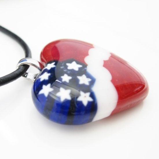 Wholesale Lampwork Bead - American Heart pendant with bail (1pc)