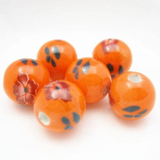 Wholesale Handpainted Pottery Bead 12mm ( 6 pcs )