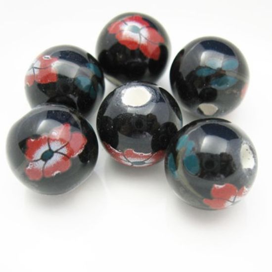 Wholesale Handpainted Pottery Bead 12mm ( 6 pcs )