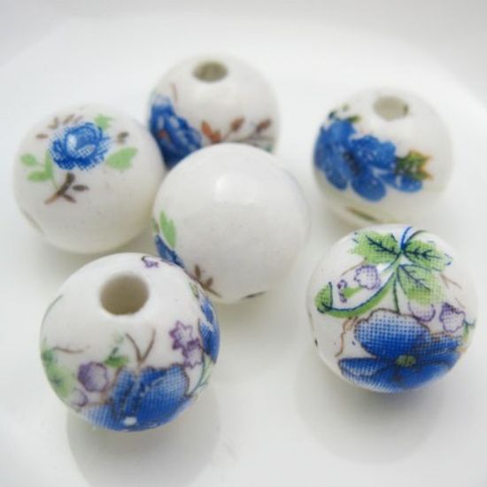 Wholesale Handpainted Pottery Bead 12mm (6 pcs)