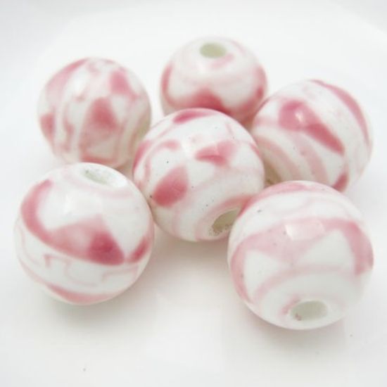 Wholesale Handpainted Pottery Bead 12mm ( 6 pcs )