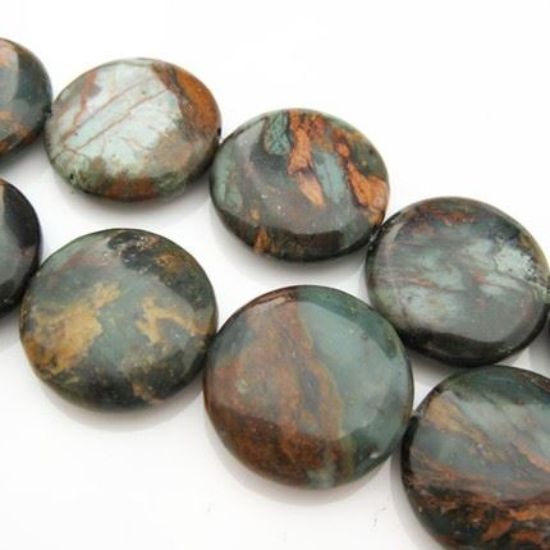 Wholesale Golden Green Turquoise Beads - 21mm Coin Shape (sold per strand)