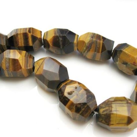 Wholesale Tiger's Eye Beads - 25X18mm Faceted Nugget (Sold Per Strand)