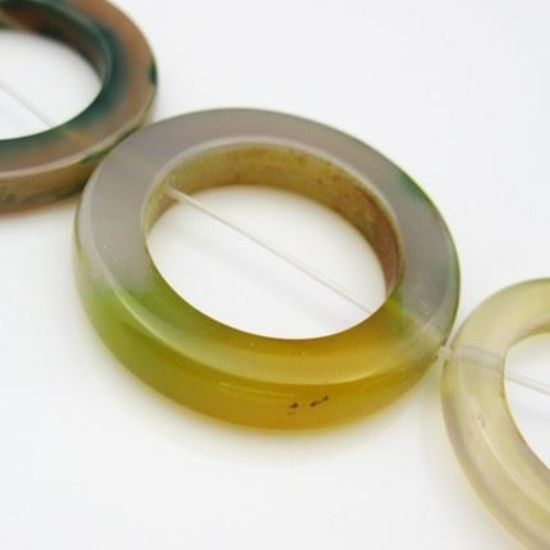 Wholesale Yellow Natural Agate - Big 30mm Ring (sold per strand)