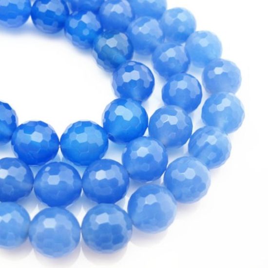 Wholesale Blue Natural Agate Beads -10.5mm Faceted Round (sold per strand)