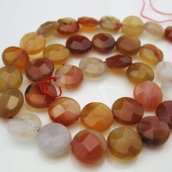 Wholesale Natural Agate Beads - 12mm Faceted Coin (sold per strand)