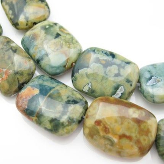 Wholesale Natural Rainforest Jasper Beads - 20x15mm Square Shape (sold per strand)