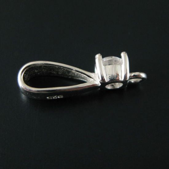 Wholesale Sterling Silver Teardrop Bail Connector with CZ Cubic Zirconia Stone, Wholesale Findings