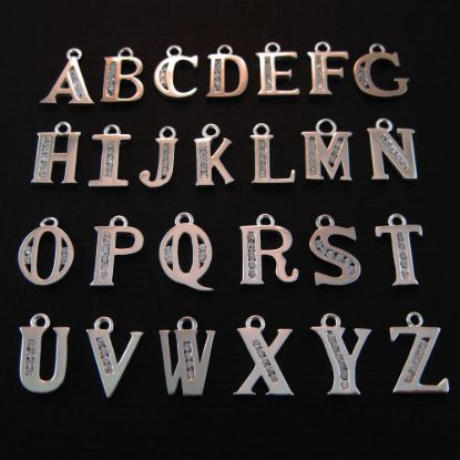 Wholesale Sterling Silver CZ Cubic Zirconia Letter Initial Charms and Pendants for Jewelry Making, Wholesale Findings
