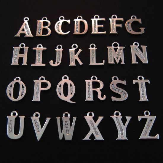Wholesale Sterling Silver CZ Cubic Zirconia Letter Initial Charms and Pendants for Jewelry Making, Wholesale Findings