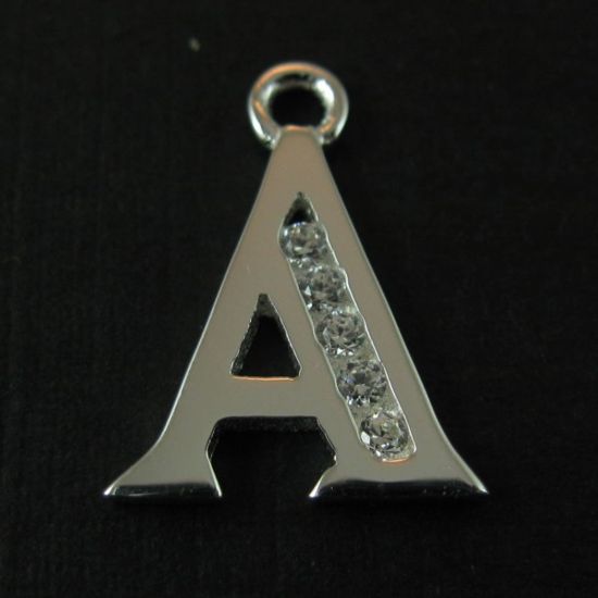 Wholesale Sterling Silver CZ Cubic Zirconia Letter Initial Charms and Pendants for Jewelry Making, Wholesale Findings