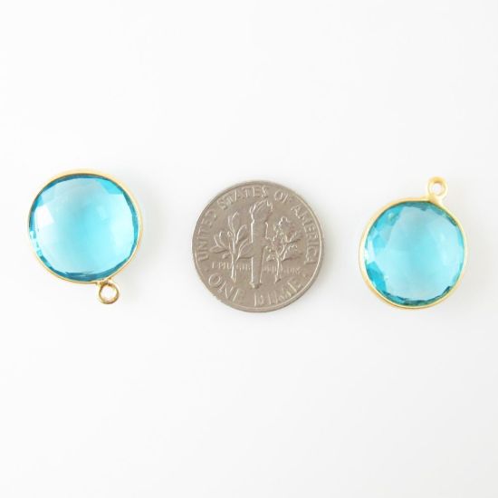 Wholesale Gold plated Sterling Silver Round Bezel Blue Quartz Gemstone Pendant, Wholesale Gemstone Pendants for Jewelry Making