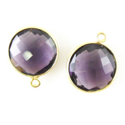 Wholesale Gold plated Sterling Silver Round Bezel  Amethyst Quartz Gemstone Pendant, Wholesale Gemstone Pendants for Jewelry Making