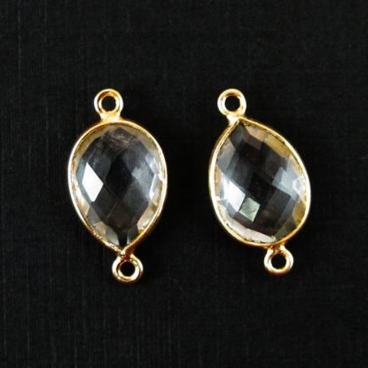 Wholesale Bezel Gemstone Links - 10x14mm Faceted Pear - Crystal Quartz