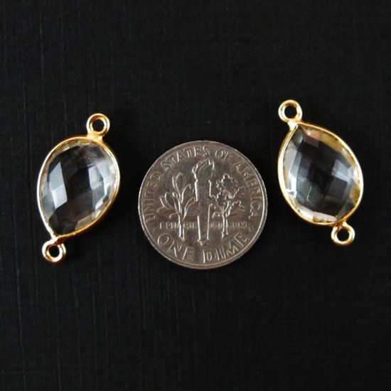 Wholesale Bezel Gemstone Links - 10x14mm Faceted Pear - Crystal Quartz
