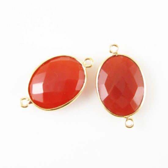 Wholesale Bezel Gemstone Links - 14x18mm Faceted Oval - Carneline 