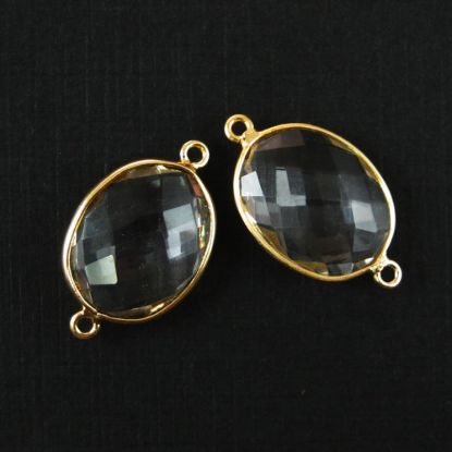 Wholesale Bezel Gemstone Links - 14x18mm Faceted Oval - Crystal Quartz 