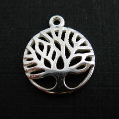 Wholesale 925 Sterling Silver Charm -Tree Charm Pendant - 12mm