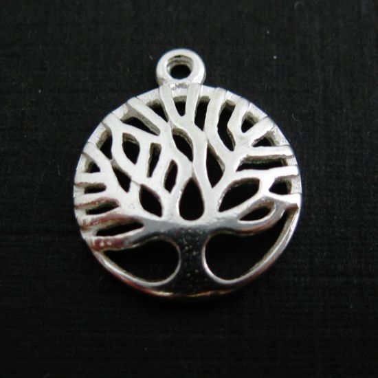 Wholesale 925 Sterling Silver Charm -Tree Charm Pendant - 12mm