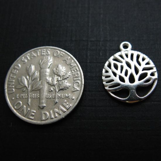 Wholesale 925 Sterling Silver Charm -Tree Charm Pendant - 12mm