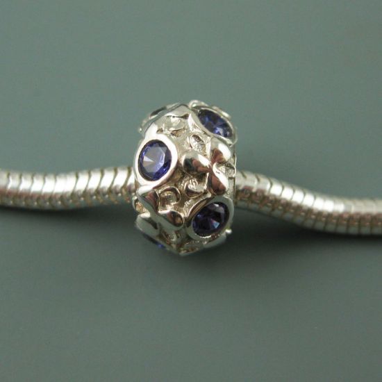 Wholesale European .925 Sterling Silver Charm Beads CZ Flower Pattern
