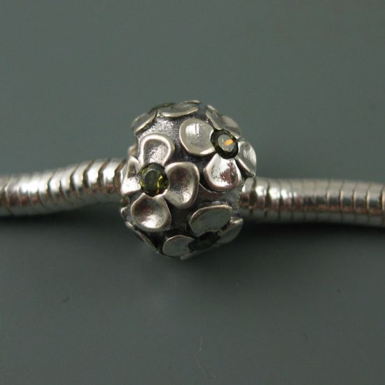Wholesale European .925 Sterling Silver Charm Beads CZ Flowers