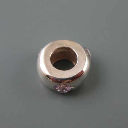 Wholesale European .925 Sterling Silver Simple Lavender CZ Tri-Stone Charm Beads