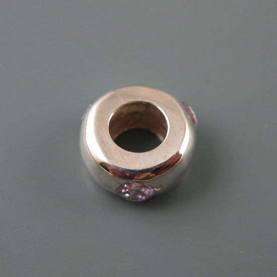 Wholesale European .925 Sterling Silver Simple Lavender CZ Tri-Stone Charm Beads
