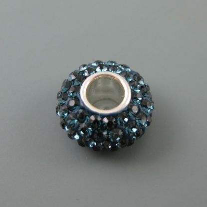Wholesale European .925 Sterling Silver Charm Beads CZ Midnight Blue Stone