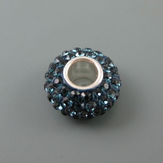 Wholesale European .925 Sterling Silver Charm Beads CZ Midnight Blue Stone