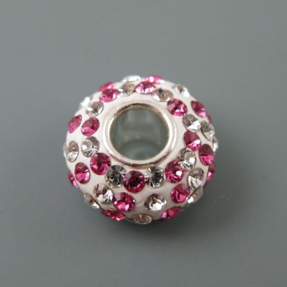 Wholesale European .925 Sterling Silver Charm Beads CZ Pink and Silver Stones
